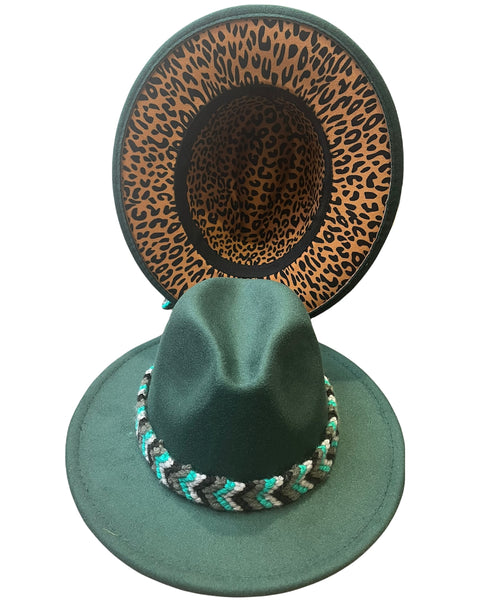 Cappello  Fedora Double face interno maculato vari colori con fascia accessorio estraibile