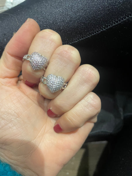 Anello regolabile groumette e cuore pavettato