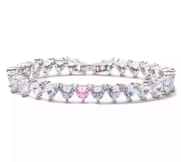 Bracciale tennis cuore vari colori