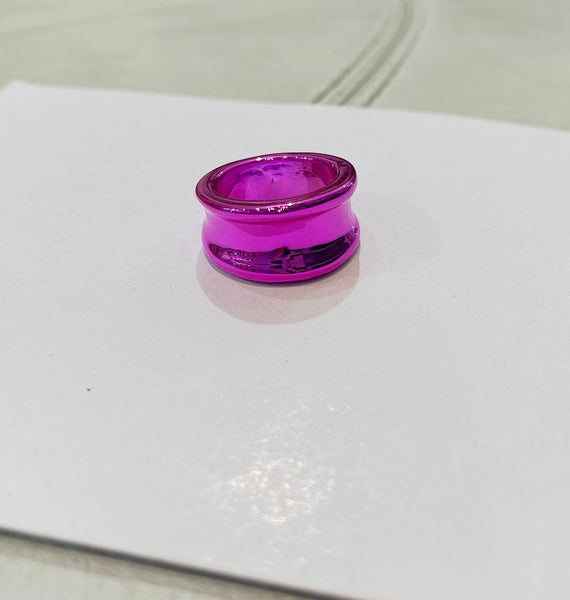 Anello resina metallizzata Fuxia varie forme