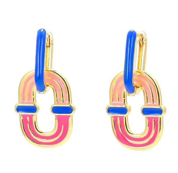 Mono orecchino Chain ovale multicolor smalto