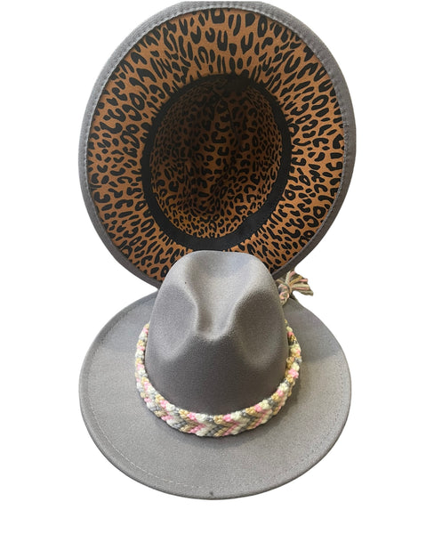 Cappello  Fedora Double face interno maculato vari colori con fascia accessorio estraibile