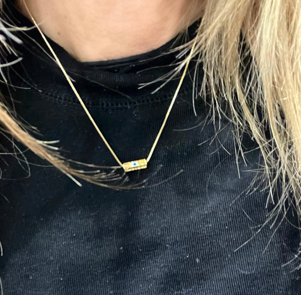 Collana vari colori amuleto turco cilindrico small catenina sottile