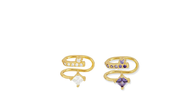 Mono earcuff doppio argento 925 crystal e pavettato