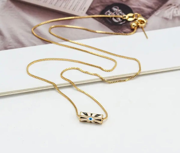 Collana vari colori amuleto turco cilindrico small catenina sottile