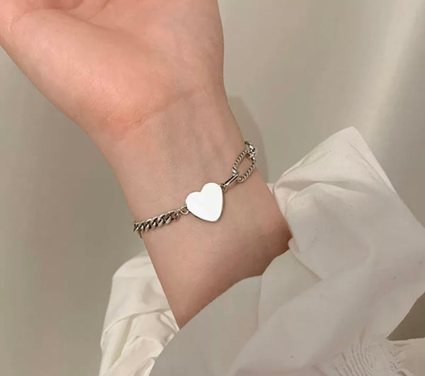 Bracciale Chain e cuori argento 925