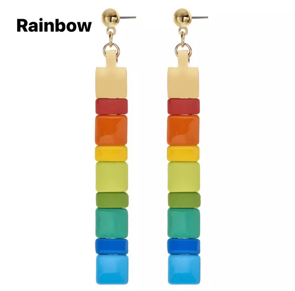 Coppia orecchini lego tasselli colorati