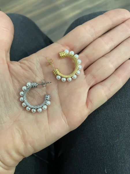 Mono orecchino cerchio 2,5 cm perle