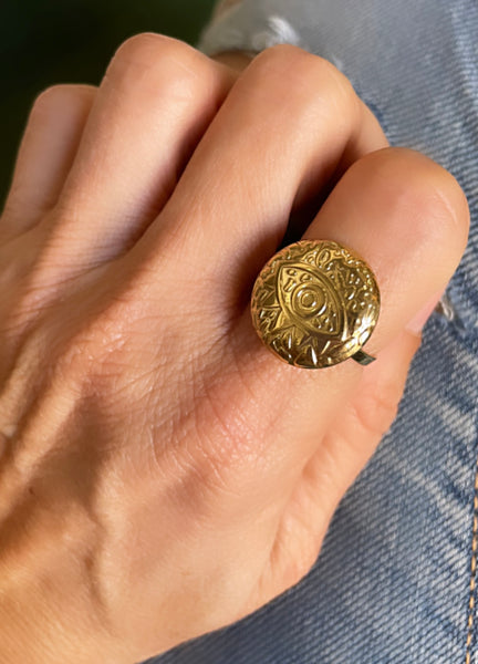 Anello delle isole Paros regolabile occhio greco
