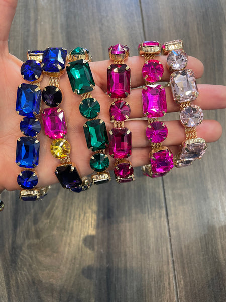 Bracciale vari colori crystal maxi bling bling tennis un filo