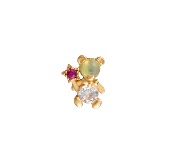Mono orecchino due varianti colore piercing orsacchiotto con bacchetta magica
