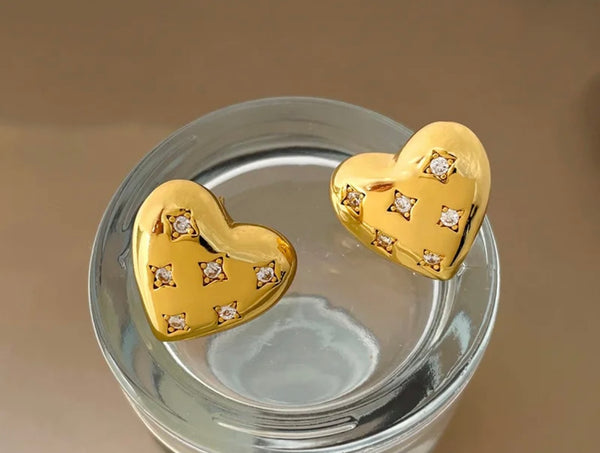 Coppia orecchi cuore Bubbles  crystal