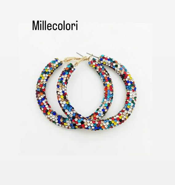 Coppia orecchini bling bling fantasia vari colori