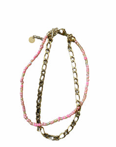 Cavigliera vari colori Santorini doppia catena e perline