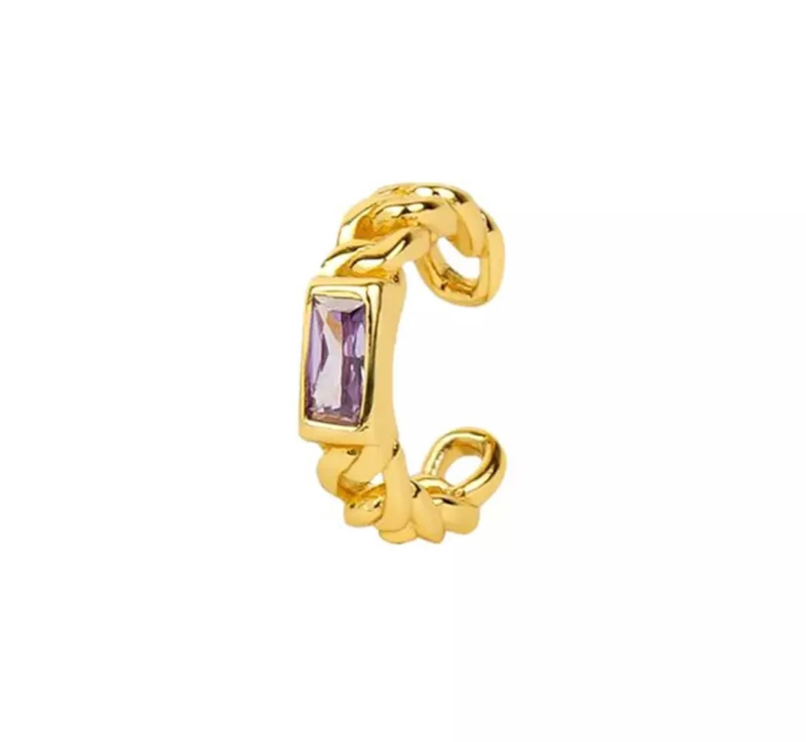 Mono earcuff argento 925  groumette e barra crystal