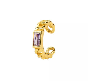 Mono earcuff argento 925  groumette e barra crystal