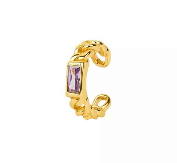 Mono earcuff argento 925  groumette e barra crystal