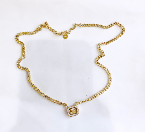 Collana charms punto luce quadrato groumette vari colori