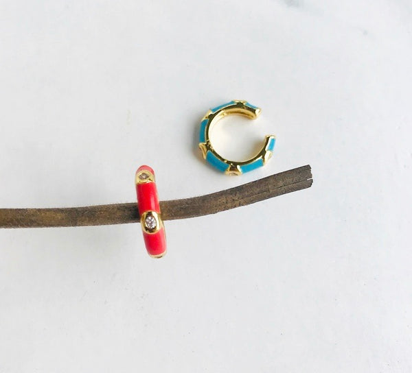 Earcuff disco caff smaltato e zirconi