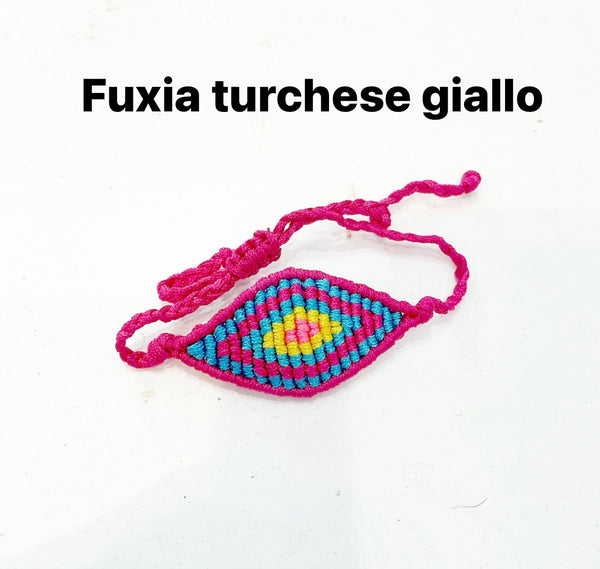 Bracciale  cavigliera evil eye occhio filo macrame regolabile