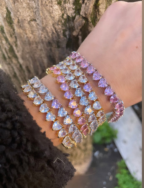 Bracciale tennis cuore vari colori