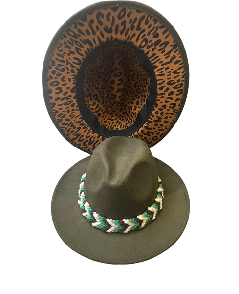 Cappello  Fedora Double face interno maculato vari colori con fascia accessorio estraibile