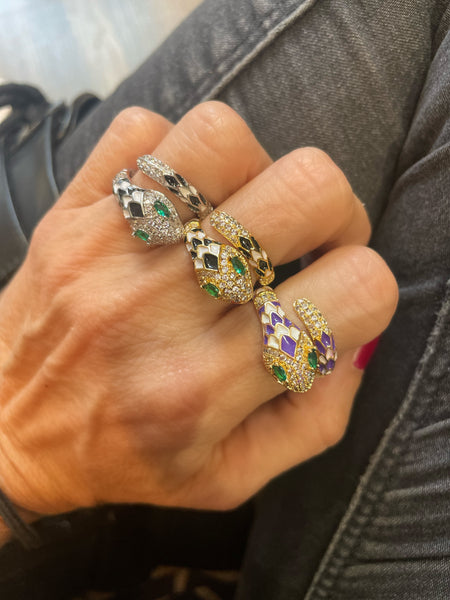 Anello regolabile serpente smaltato