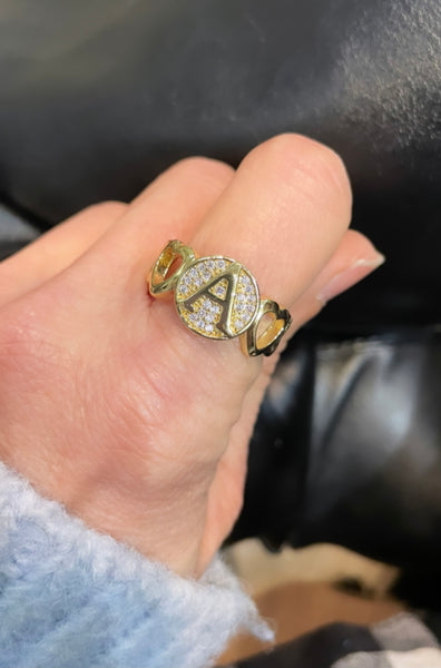 Anello regolabile lettera iniziale groumette con cuore
