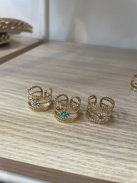 Anello regolabile Filicudi fiorellino smaltato