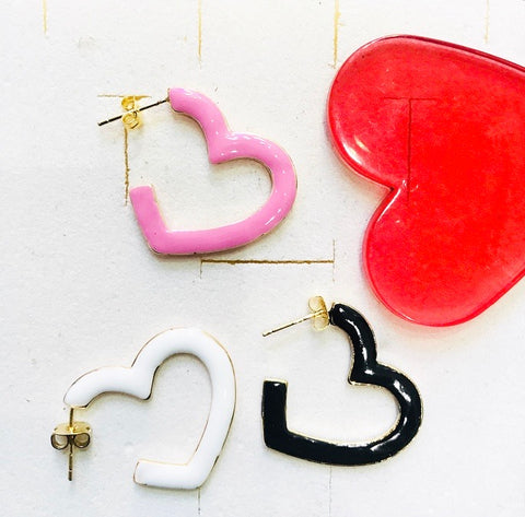 Mono orecchino cuore  smaltato