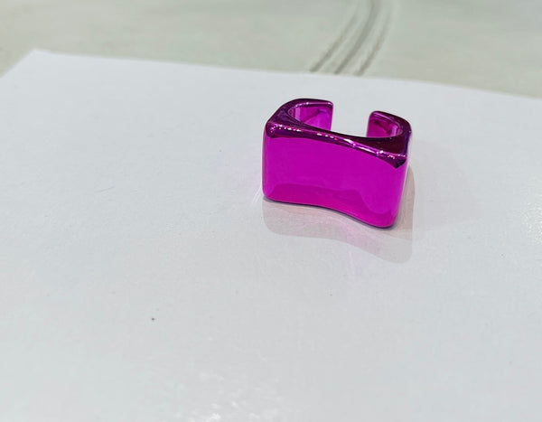 Anello resina metallizzata Fuxia varie forme