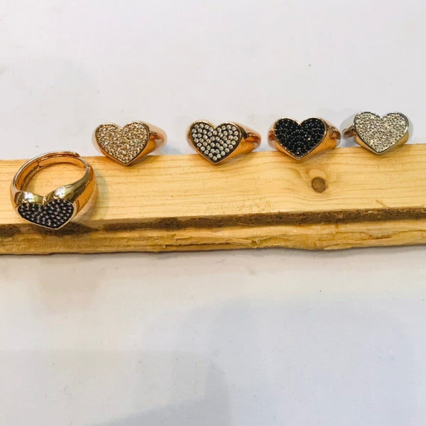 Anello cuore zirconi regolabile