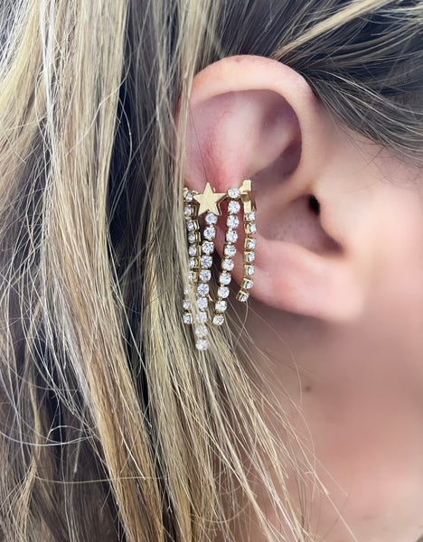 Mono earcuff crystal tennis e stelle