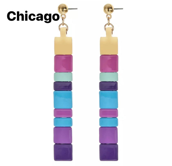 Coppia orecchini lego tasselli colorati