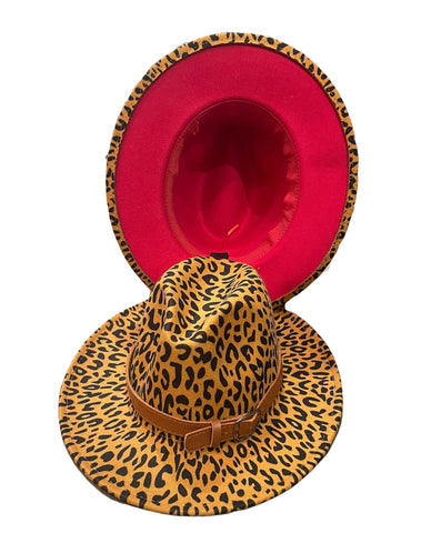 Cappello Fedora maculato interno rosso con accessorio estraibile