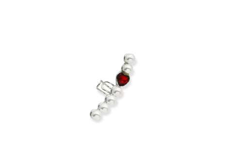 Mono Earcuff perle e cuore crystal