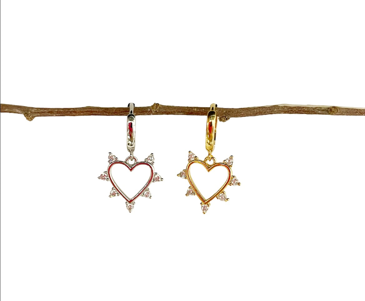 Mono orecchino cuore con crystal raggio
