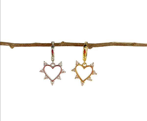 Mono orecchino cuore con crystal raggio due varianti colore
