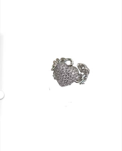 Anello regolabile groumette e cuore pavettato