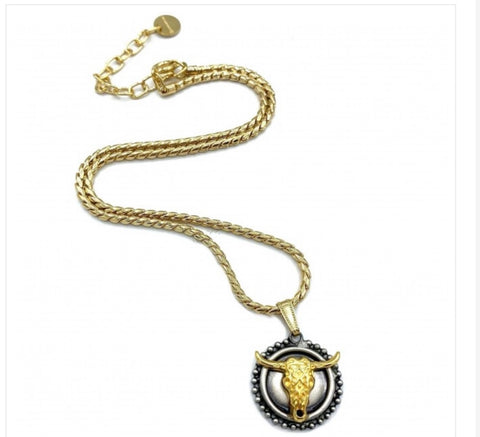 Collana botteguccia con bufalo medaglia media