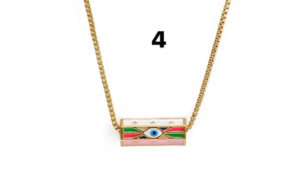 Collana vari colori amuleto turco cilindrico small catenina sottile