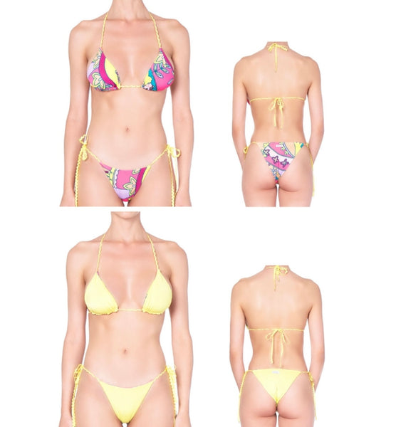 Bikini mefui reversibile triangolo e slip brasiliano regolabile wet