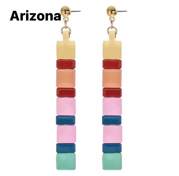 Coppia orecchini lego tasselli colorati