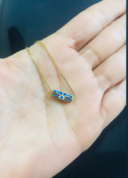 Collana vari colori amuleto turco cilindrico small catenina sottile