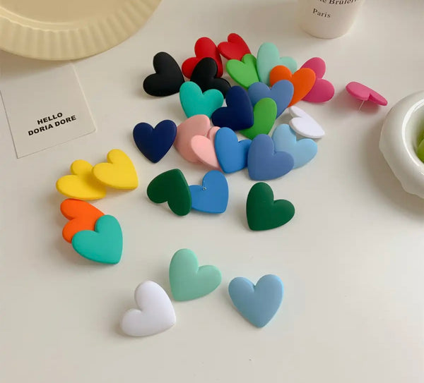 Coppia orecchini cuore resina argento 925