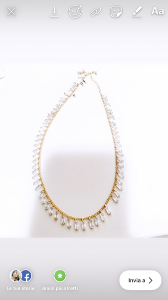 Collana girocollo con pendenti baquette strass