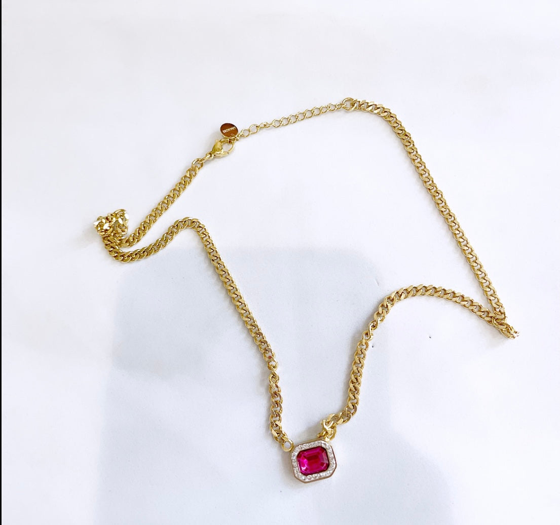 Collana charms punto luce quadrato groumette vari colori