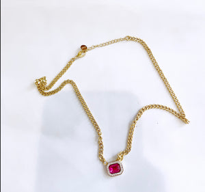 Collana charms punto luce quadrato groumette vari colori