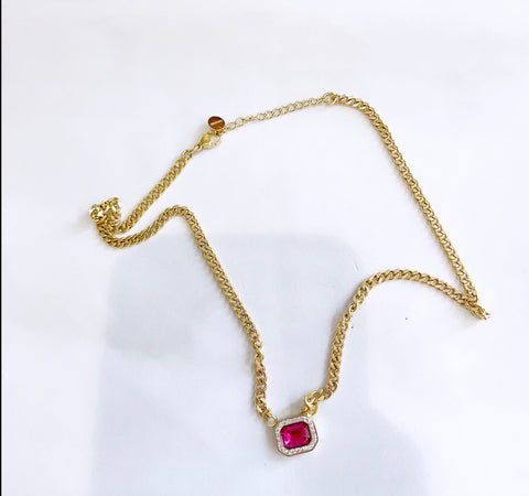 Collana charms punto luce quadrato groumette vari colori