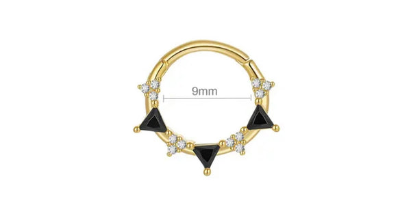 Mono orecchino daith piercing argento 925 spike smaltati